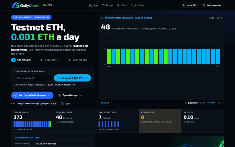 Screenshot: Faucet